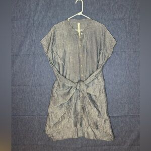 Uncle Frank light weight Denim Button-Front Dress in Blue.Wrap dress